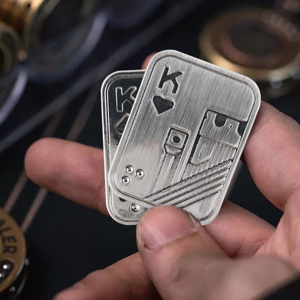 Magnetic Metal Fidget Toys Poker Push Card Slider Stress Relief Toys