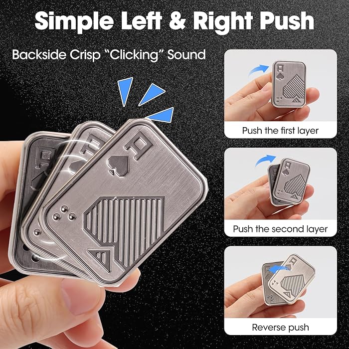 Magnetic Metal Fidget Toys Poker Push Card Slider Stress Relief Toys