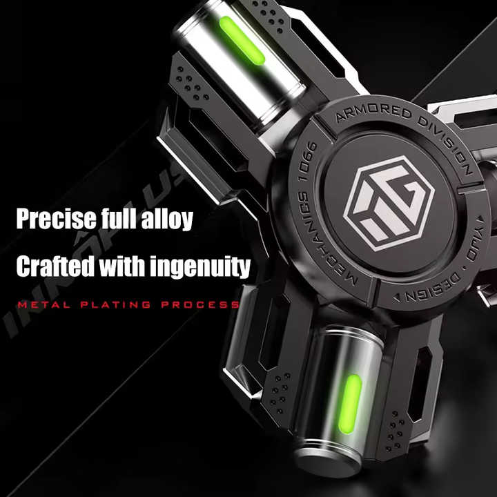 YIJOO Armored Division Luminous Fingertip Spinning Top EDC Sensory Toys Metal Mute Fidget Spinner Noctilucent Fidget Toys