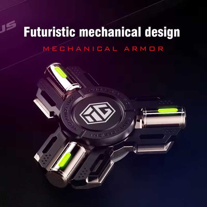 YIJOO Armored Division Luminous Fingertip Spinning Top EDC Sensory Toys Metal Mute Fidget Spinner Noctilucent Fidget Toys