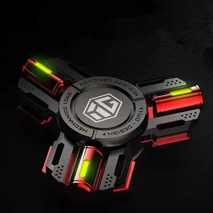 YIJOO Armored Division Luminous Fingertip Spinning Top EDC Sensory Toys Metal Mute Fidget Spinner Noctilucent Fidget Toys