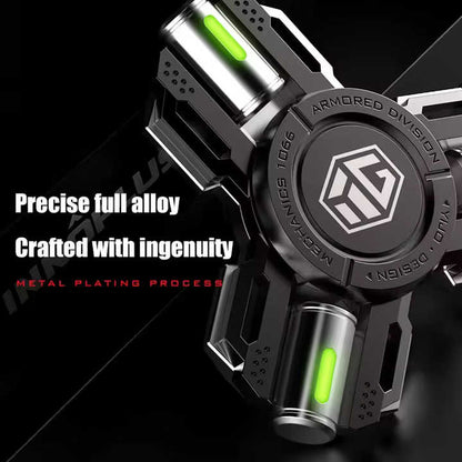 YIJOO Armored Division Luminous Fingertip Spinning Top EDC Sensory Toys Metal Mute Fidget Spinner Noctilucent Fidget Toys