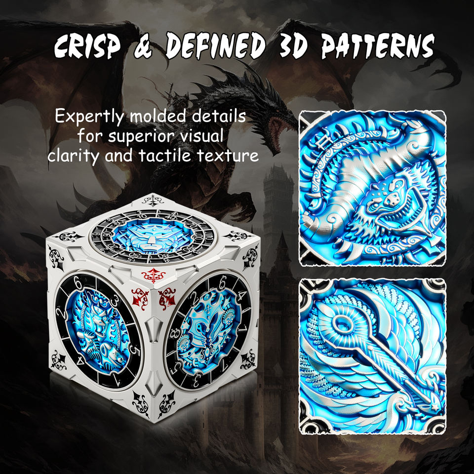 Hexagonal Push Spinner Dice Cube – Chimera & Mind Flayer DND Collector’s Set