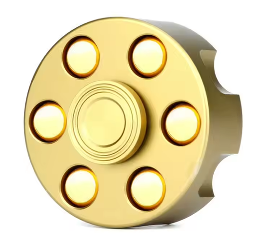 Premium Gold Revolver-Style Metal Fidget Spinner – Spinning Roulette Toy for Stress Relief & Focus