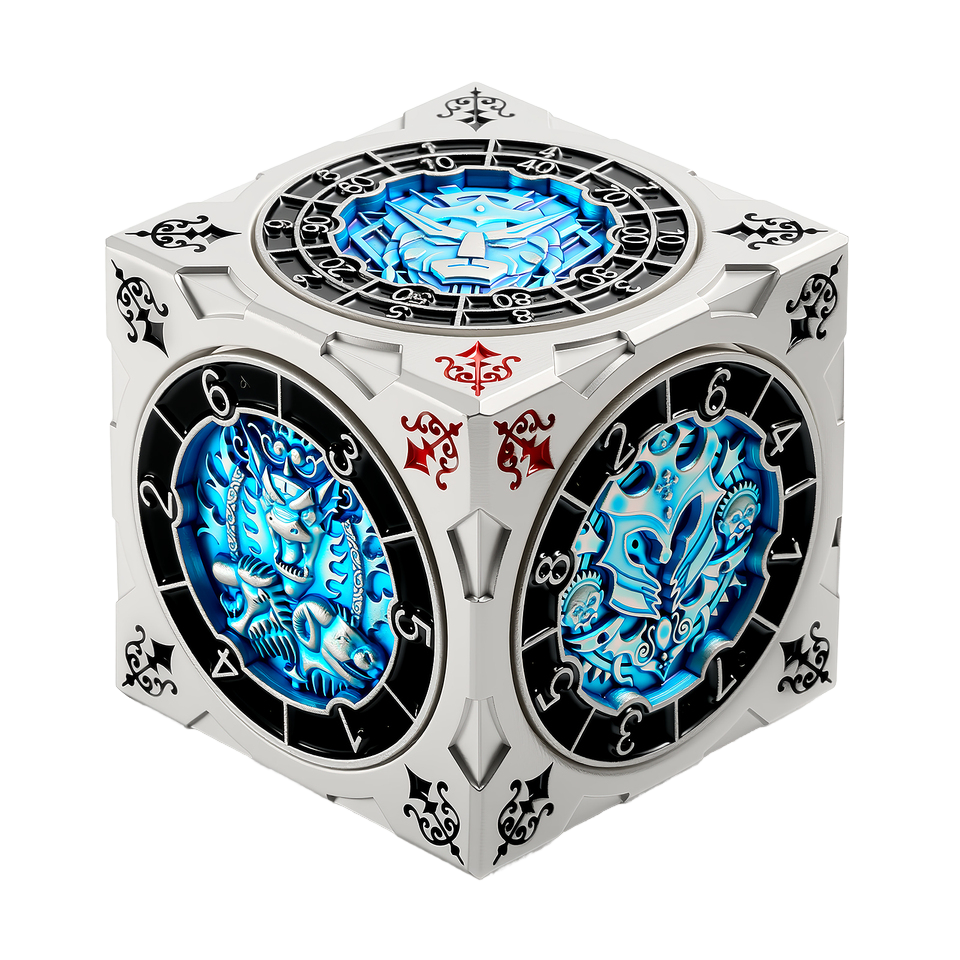 Hexagonal Push Spinner Dice Cube – Chimera & Mind Flayer DND Collector’s Set