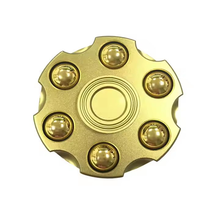 Premium Gold Revolver-Style Metal Fidget Spinner – Spinning Roulette Toy for Stress Relief & Focus