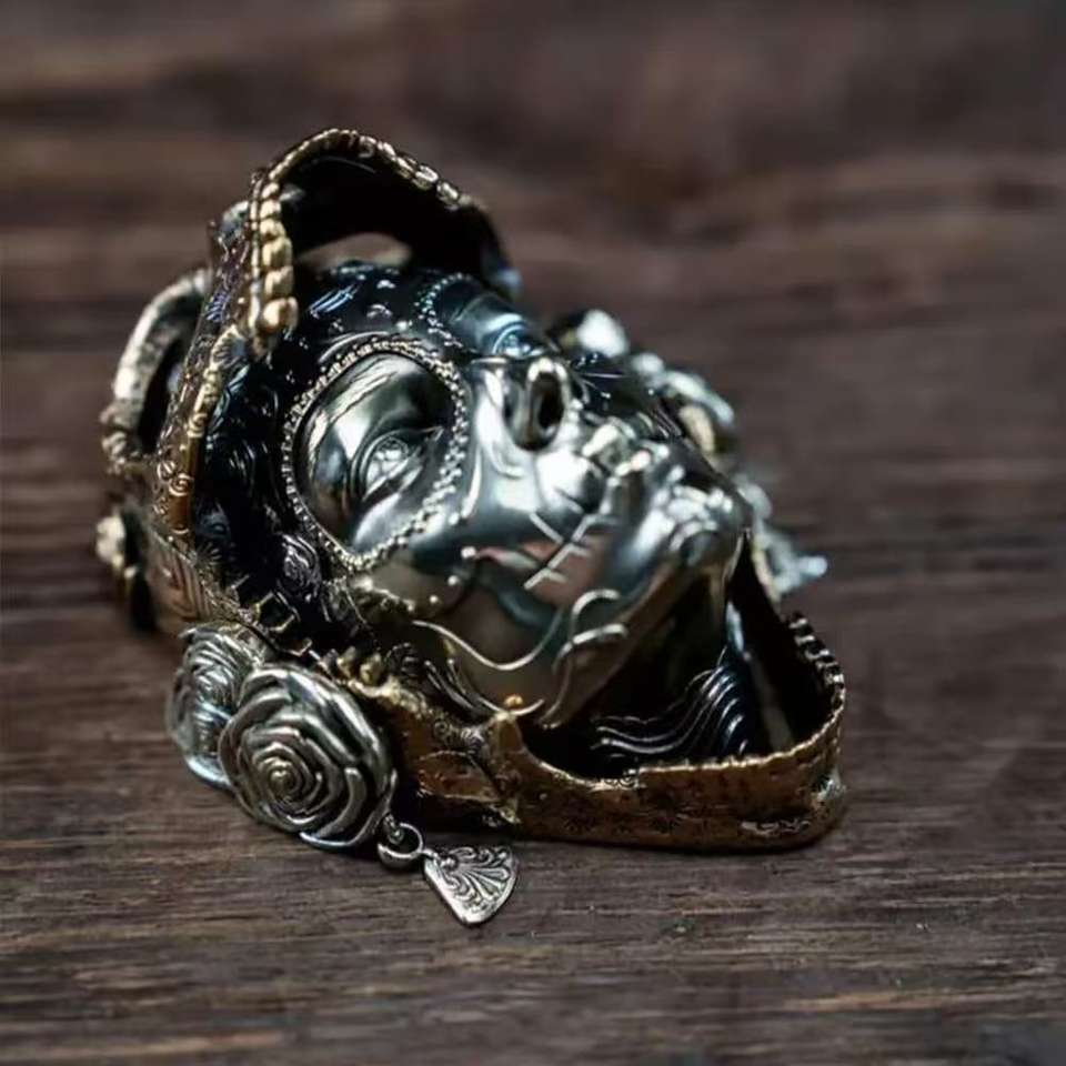 Tiebro Metal Mechanical Skull Fidget Spinner | Magnetic Spinner for Stress Relief