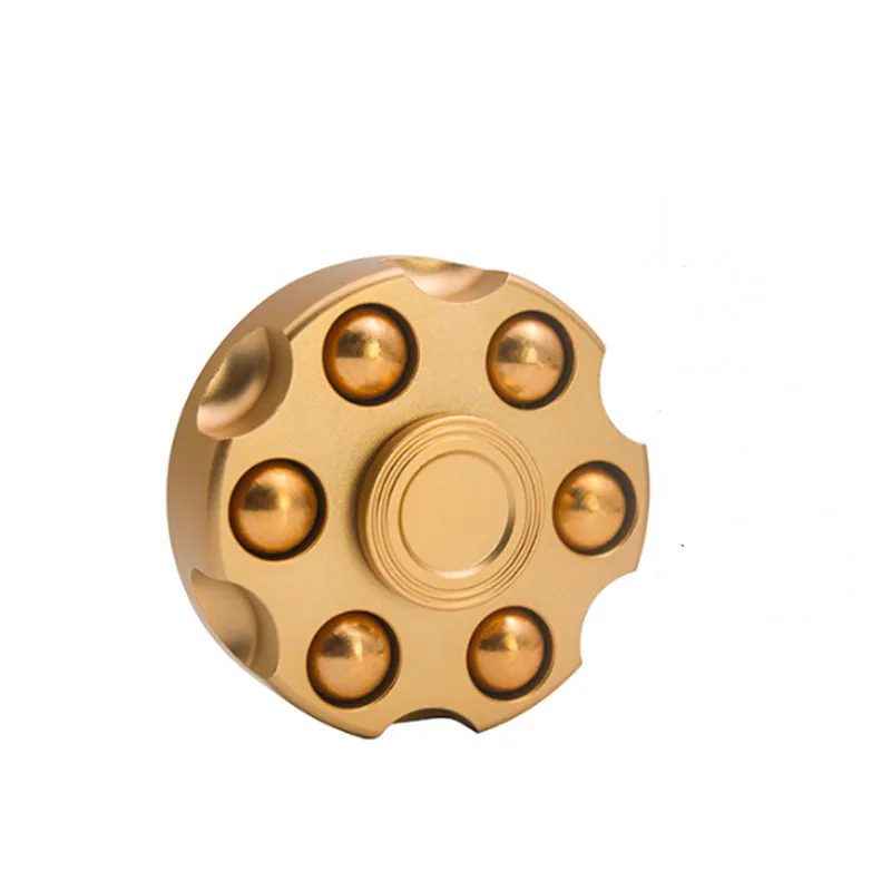Premium Gold Revolver-Style Metal Fidget Spinner – Spinning Roulette Toy for Stress Relief & Focus