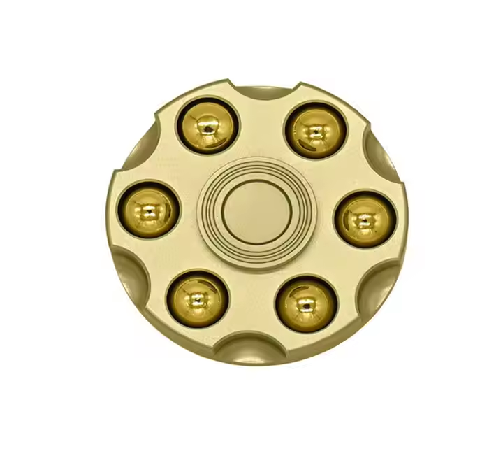 Premium Gold Revolver-Style Metal Fidget Spinner – Spinning Roulette Toy for Stress Relief & Focus
